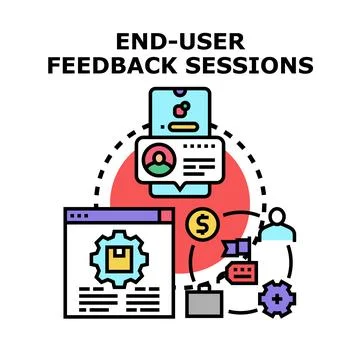 End user feedback sessions improving product development process Stock Illustration