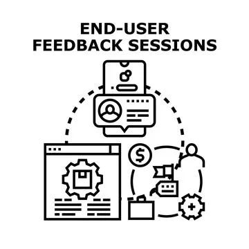 End user feedback sessions improving product development process Stock Illustration