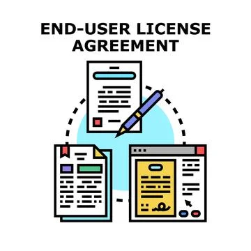End user license agreement drafting and signing concept Stockillustratie
