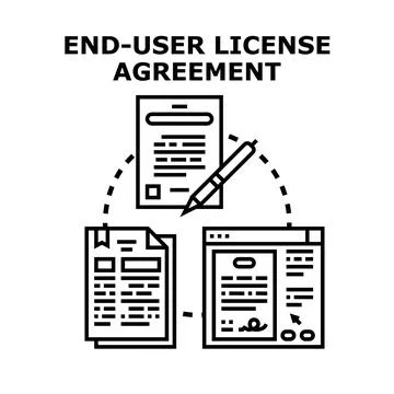 End user license agreement drafting and signing concept 库存插图