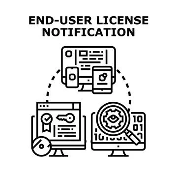 End user license agreement notification process and software installation Stockillustratie