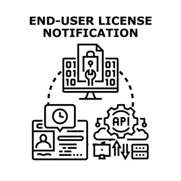 End user license notification concept process Illustrazione stock