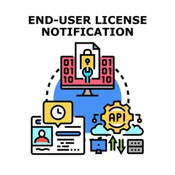 End user license notification concept process Illustrazione stock