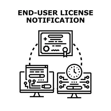 End user license notification digital software management Stock Illustration