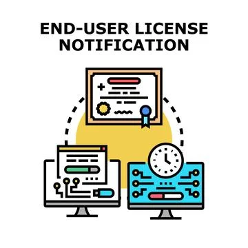 End user license notification digital software management Stock Illustration