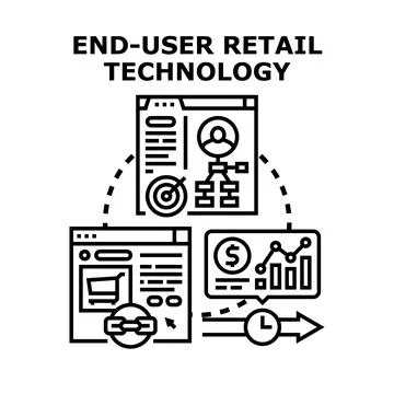 End user retail technology workflow and analytics Stock Illustration