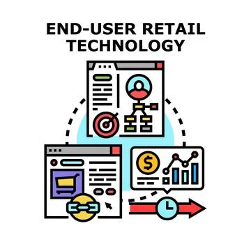 End user retail technology workflow and analytics Stock Illustration