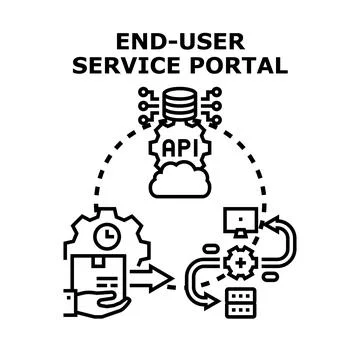 End user service portal system technology concept illustration Stock Illustration