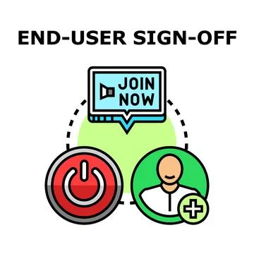End user sign off process vector concept Stock Illustration