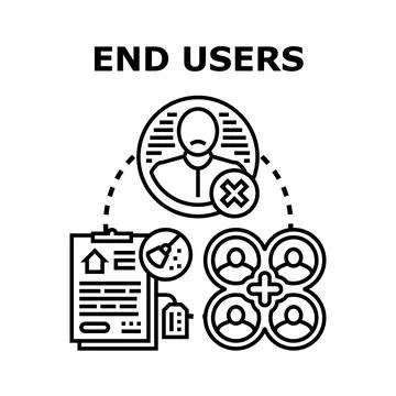 End users engaging with user experience and feedback Illustrazione stock