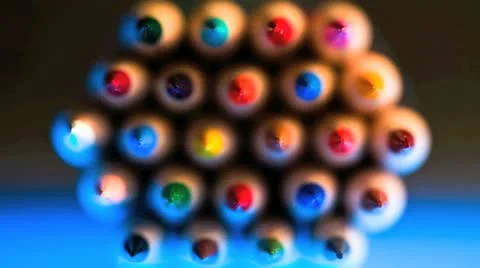 End view of a bundle of colored pencil crayons Vídeos de archivo 21304796