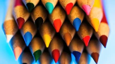 End view of a bundle of colored pencil crayons Stockbeeldmateriaal 21304803