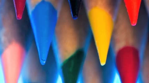 End view of a bundle of colored pencil crayons Stock Footage 21304810