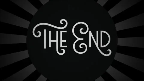 The End Vintage Typography with Retro Radiating Rays Background Animation Stock Footage 345977407