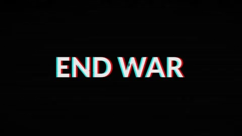 End War Glitch Text Intro Digital Distortion Animation on Black Background Vídeos de archivo 339020098