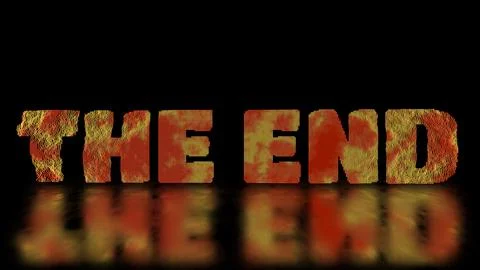 The end word letter effect scattered swirling, black background Stock Illustration