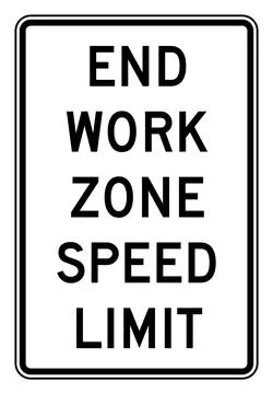 End work zone speed limit sign, R2-12, US road sign Stock Illustration
