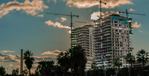End of the working day in the construction industry, time lapse 6k Stock Footage 236567714