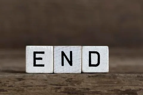 End, written in cubes Stock Photos