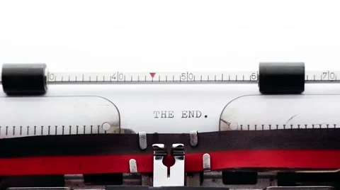 The end written on an old typewriter, story writer concept HD 1080p Stock-Footage 47240776