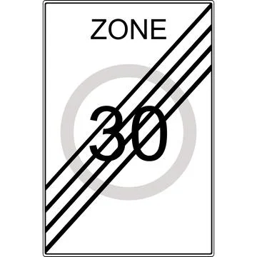 End of the zone with a maximum speed limit. Stock Illustration