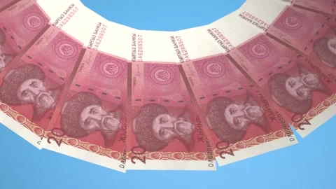 Endearing Looping Design 20 Som Curency of  Kyrgyzstan Stock Footage 306202837