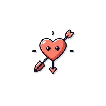 An endearing representation of love, featuring a charming heart pierced by .. Stock Illustration