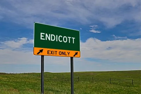 ENDICOTT US Highway Exit Only Sign Stock Photos