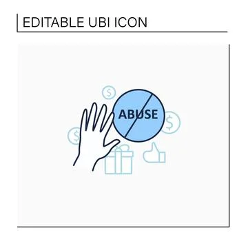 Ending abuse line icon Stock Illustration
