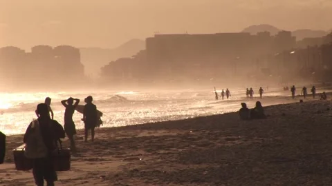 Ending of day at beach - September 10th, 2010 - Rio de Janeiro, Brazil Stock Footage 315594476