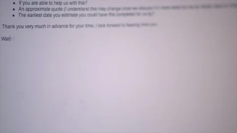 Ending Email With The Phrase 'Warm Regards' Stock Footage 87823997