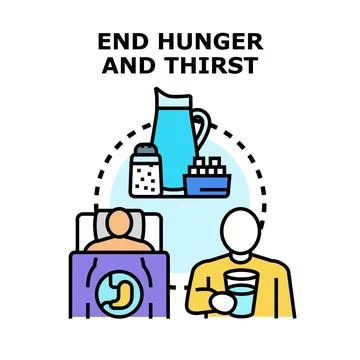 Ending global hunger and thirst relief illustration concept Stock Illustration