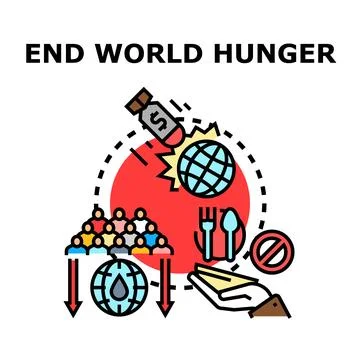 Ending global hunger challenge with resource scarcity Stock Illustration