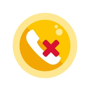 Ending phone call button with red cross symbol Stock Illustration