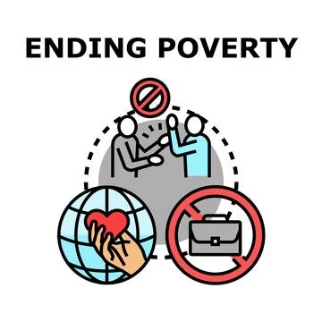 Ending poverty global social problem solving concept Stockillustratie