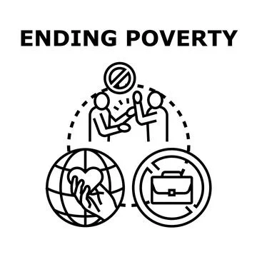Ending poverty global social problem solving concept Stock Illustration