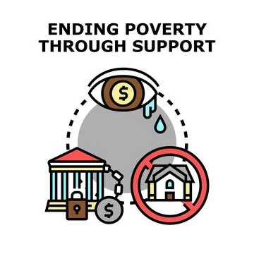 Ending poverty through financial support and aid concept Stock Illustration