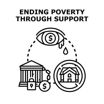 Ending poverty through financial support and aid concept Stock Illustration