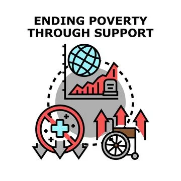 Ending poverty through global support and social care Stock Illustration