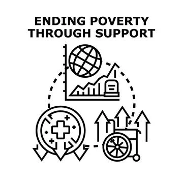 Ending poverty through global support and social care Stock Illustration