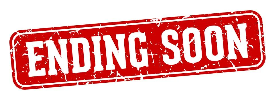 Ending soon rectangular sign. ending soon stamp Stock Illustration