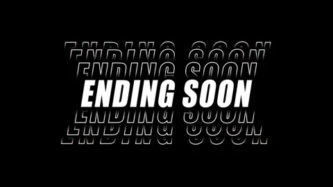 Ending soon text animation loop with digital glitch effect on black background Stock Footage 336311157
