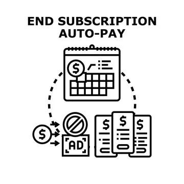 Ending subscription auto payment service managing billing plans Stock Illustration