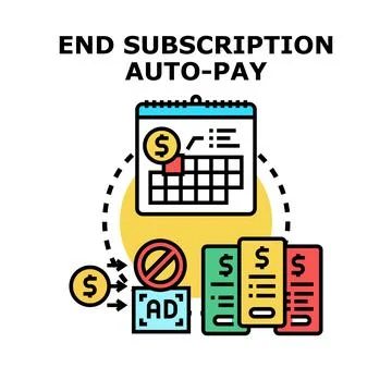 Ending subscription auto payment service managing billing plans Stock Illustration