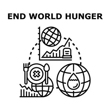 Ending world hunger concept, global food crisis solution Stock Illustration