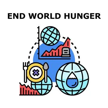 Ending world hunger concept, global food crisis solution Stock Illustration