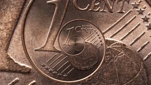 Endless 1 Euro Cent Coin Spiral Zoom Stock Footage 157866441