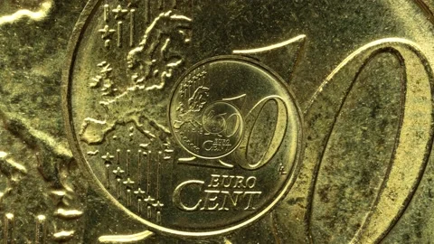Endless 10 Euro Cent Coin Spiral Zoom Stock Footage 157866495