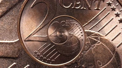 Endless 2 Euro Cent Coin Spiral Zoom Stock Footage 157866402