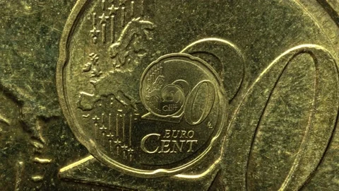 Endless 20 Euro Cent Coin Spiral Zoom Stock Footage 157866480